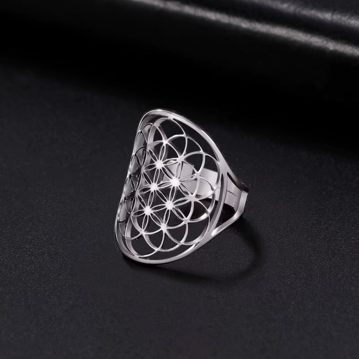 Gold Plated Stainless Steel Ring Unisex - Viking Flower