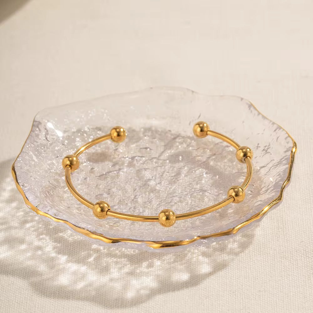 Gold Plated Stainless Steel Bracelet - Round Ball