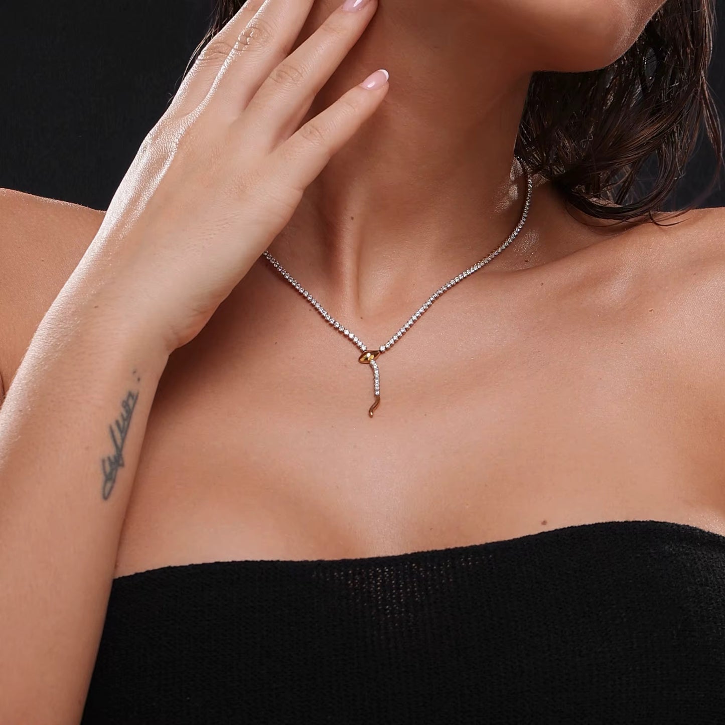 Gold Plated Stainless Steel Necklace - Snake