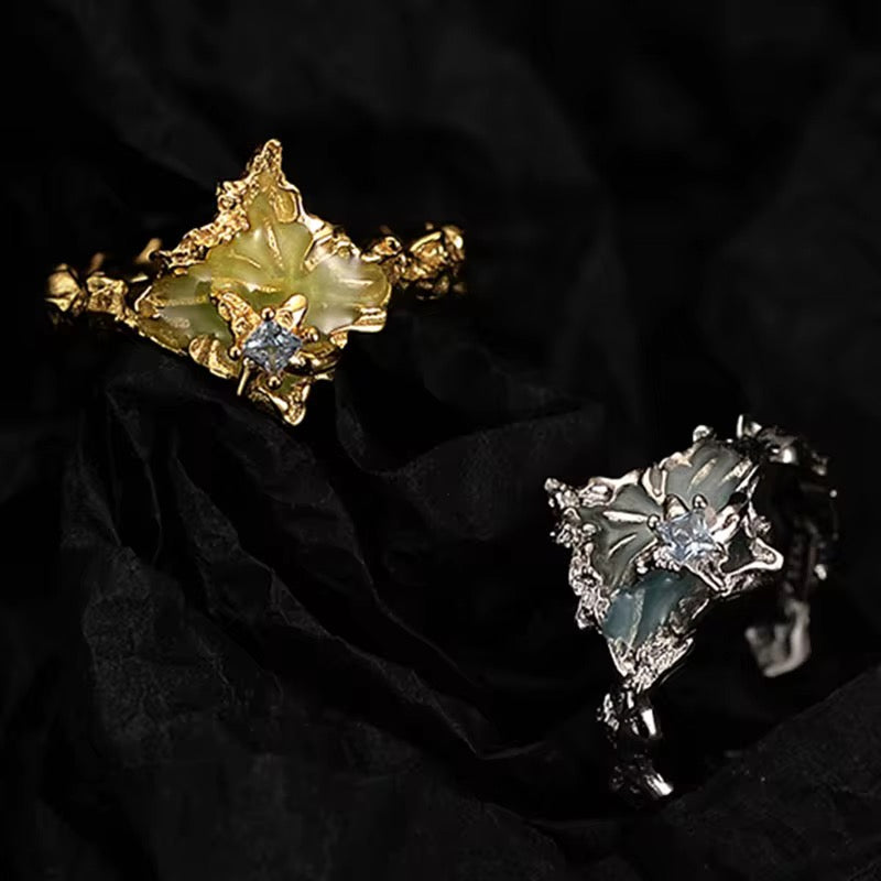 Gold Ring - Drip Glaze - Sterling Silver