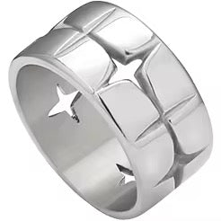 Silver Plated Stainless Steel Ring - Star