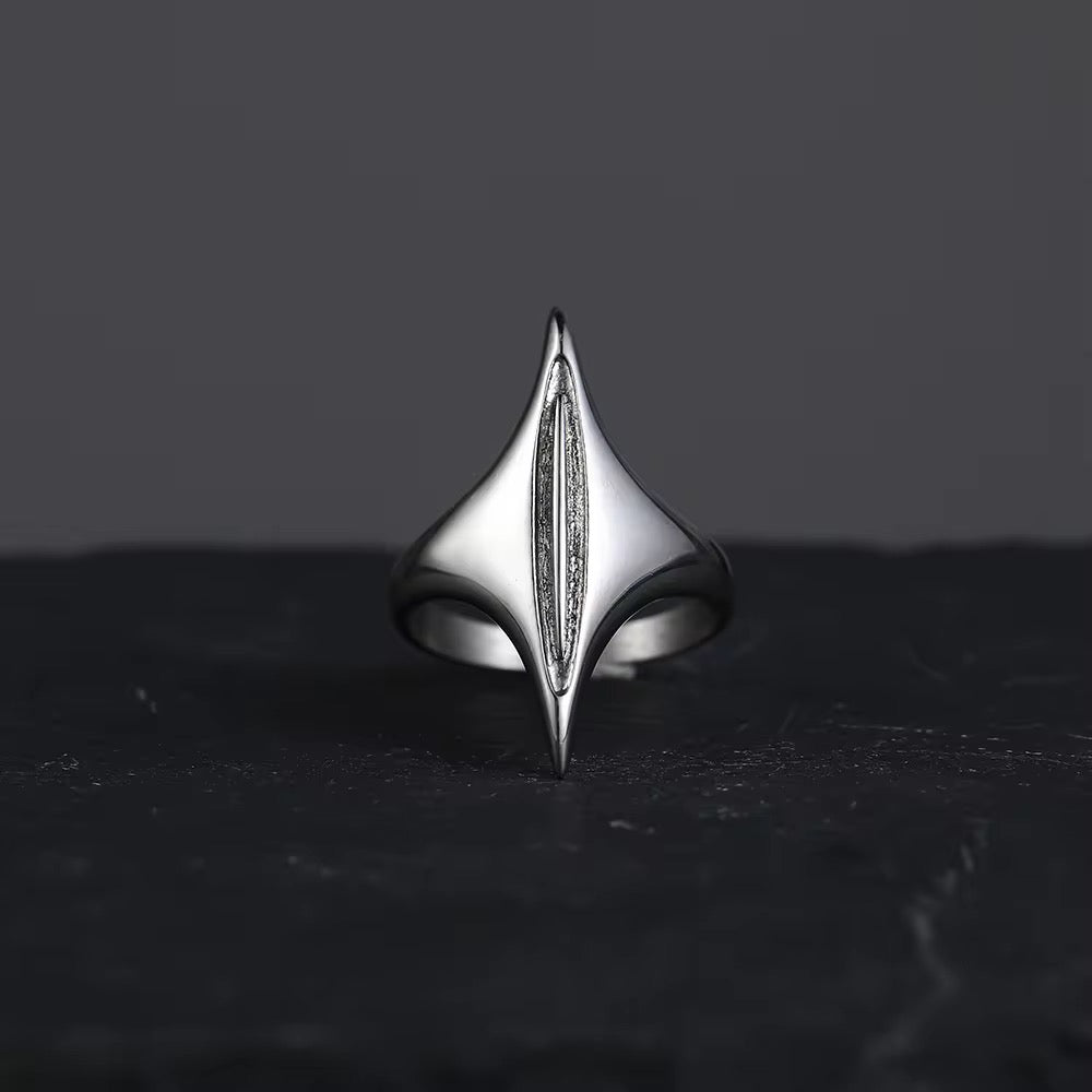 Silver Plated Stainless Steel Ring - Alien