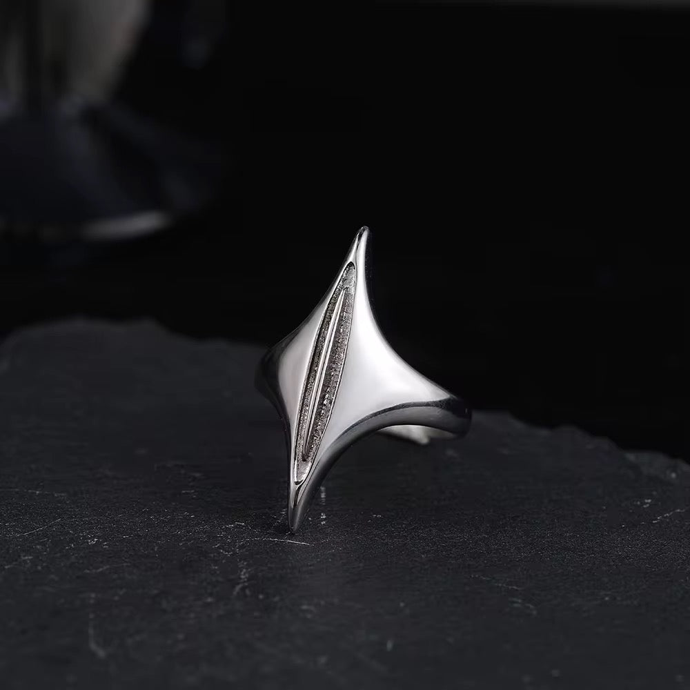 Silver Plated Stainless Steel Ring - Alien