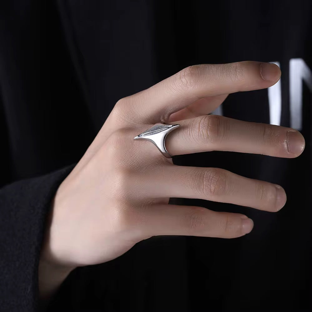 Silver Plated Stainless Steel Ring - Alien