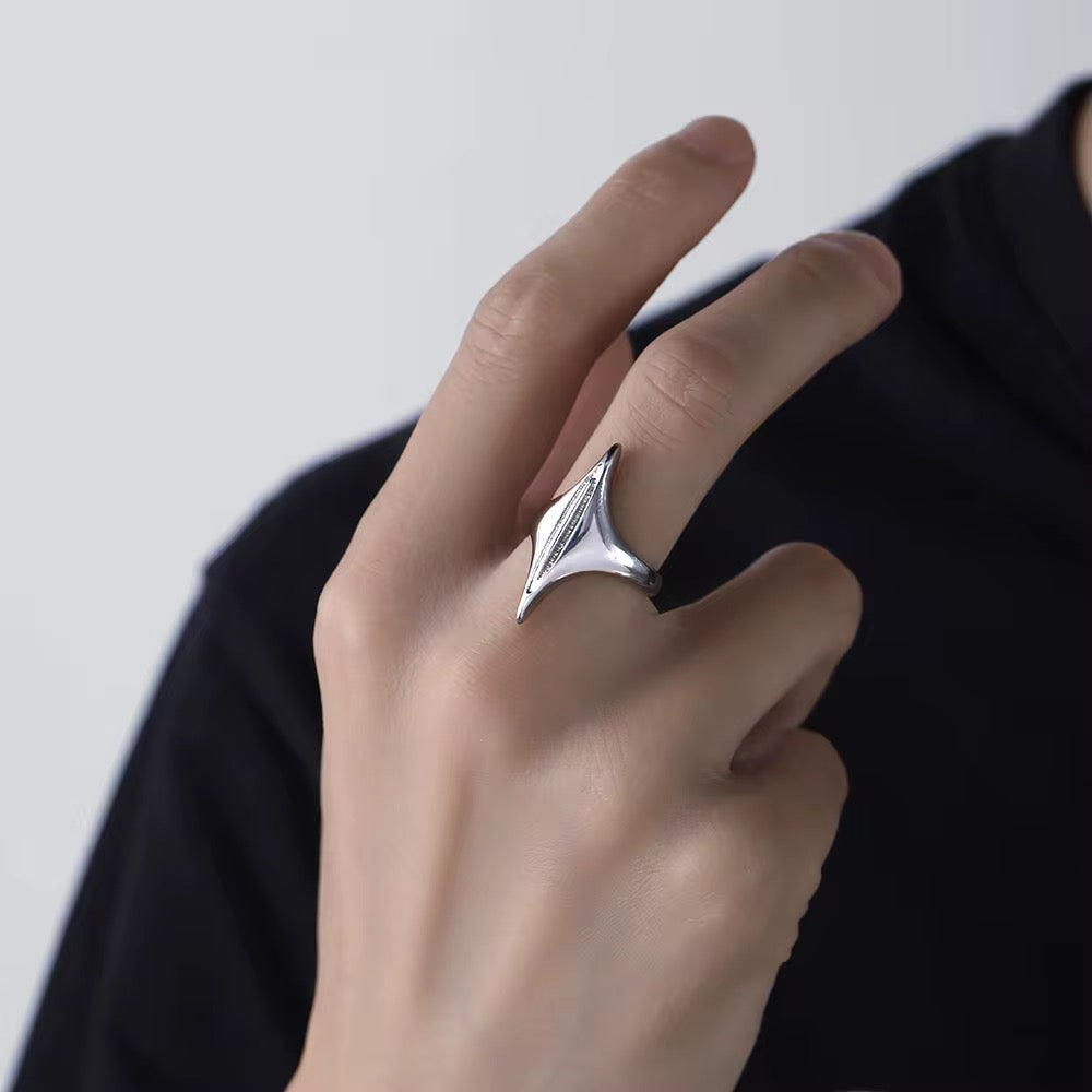 Silver Plated Stainless Steel Ring - Alien