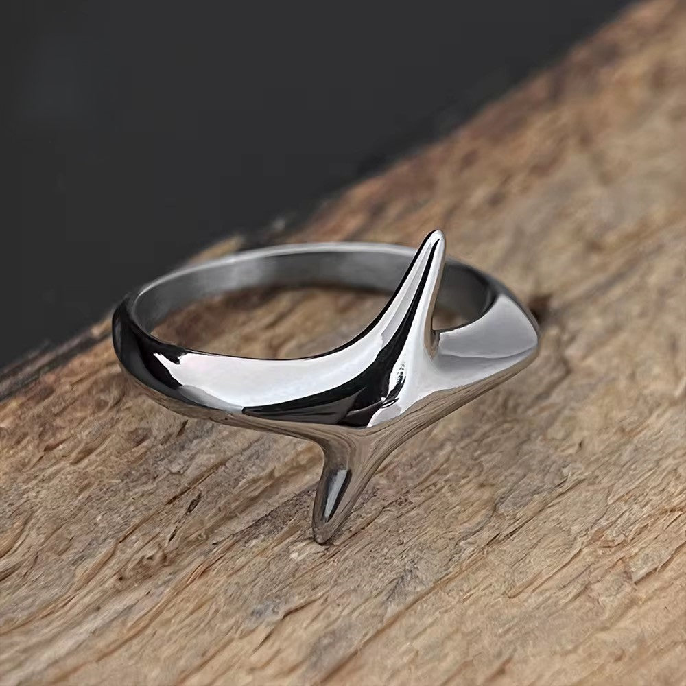 Silver Plated Stainless Steel Ring - Oblique