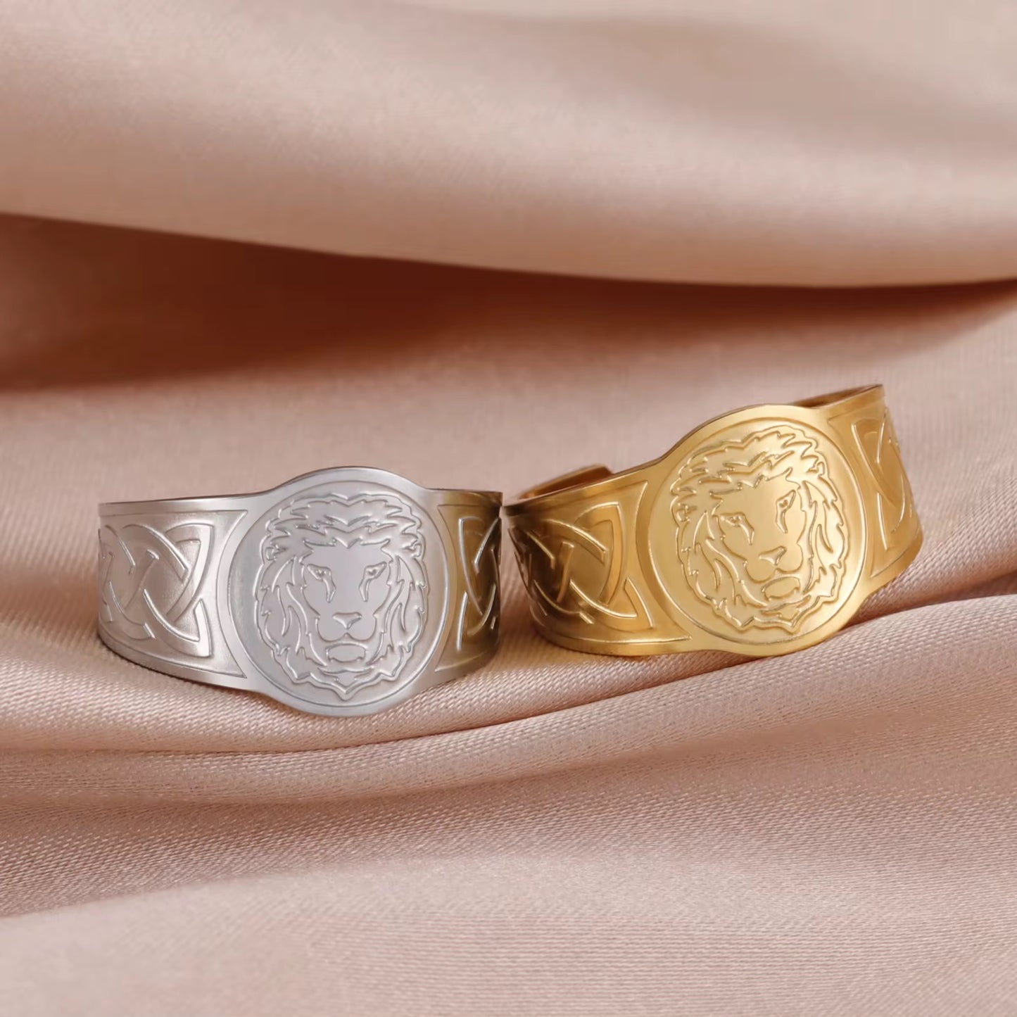 Gold Plated Stainless Steel Ring - Nordic Lion