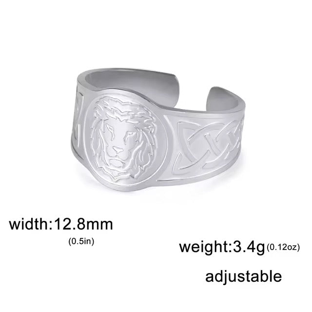 Gold Plated Stainless Steel Ring - Nordic Lion