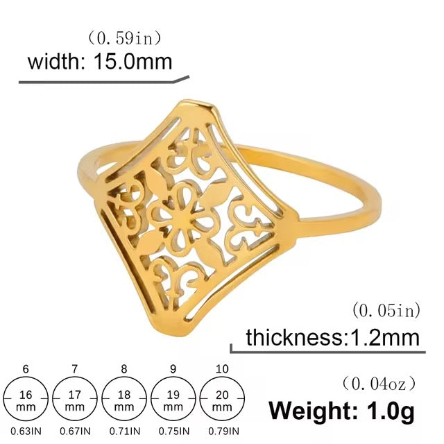 Vergoldeter Edelstahlring – Vintage Eleganz