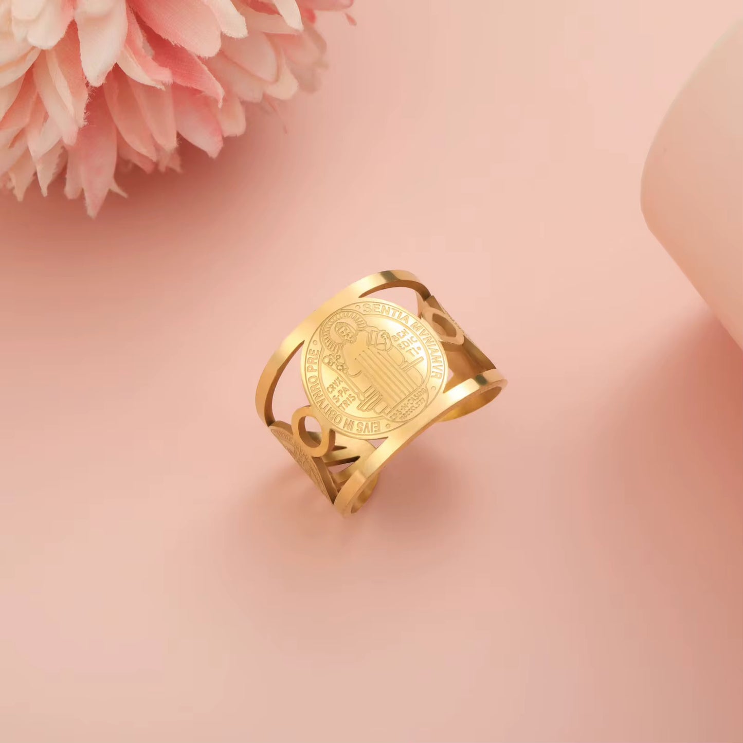 Gold Plated Stainless Steel Ring - Saint
