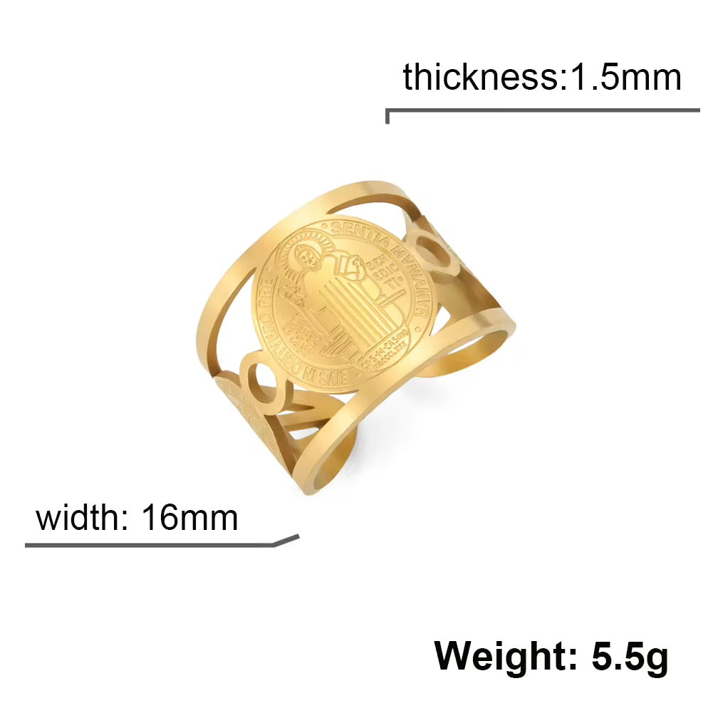 Gold Plated Stainless Steel Ring - Saint