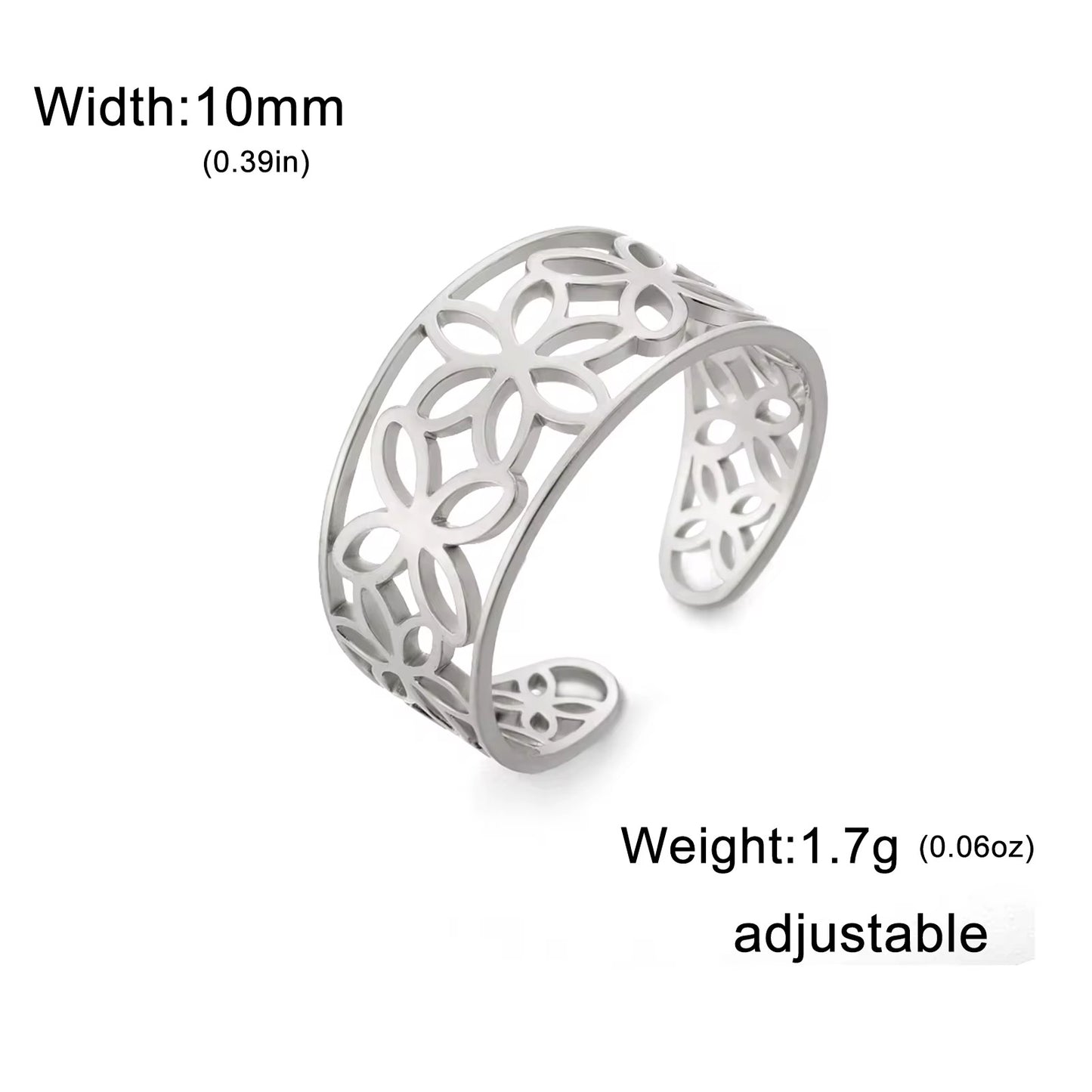 Gold Plated Stainless Steel Ring - Hollow Flower