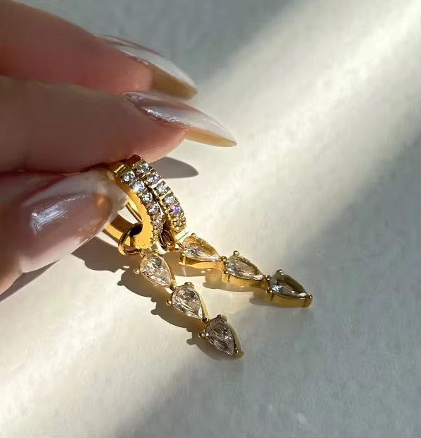 Gold Plated Stainless Steel Earrings - Snowflake