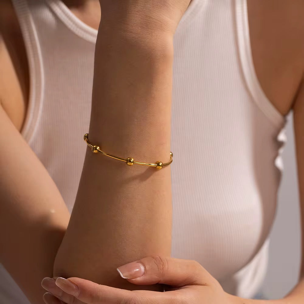 Gold Plated Stainless Steel Bracelet - Round Ball