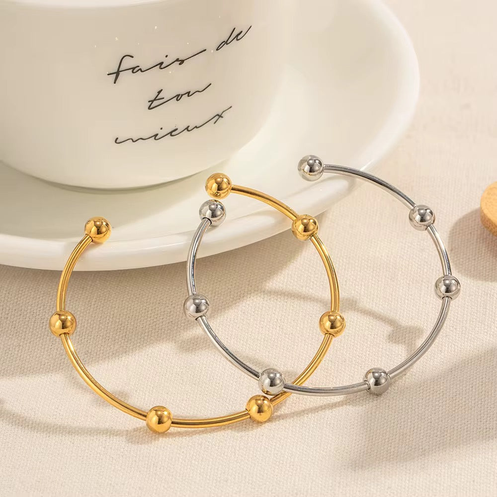 Gold Plated Stainless Steel Bracelet - Round Ball