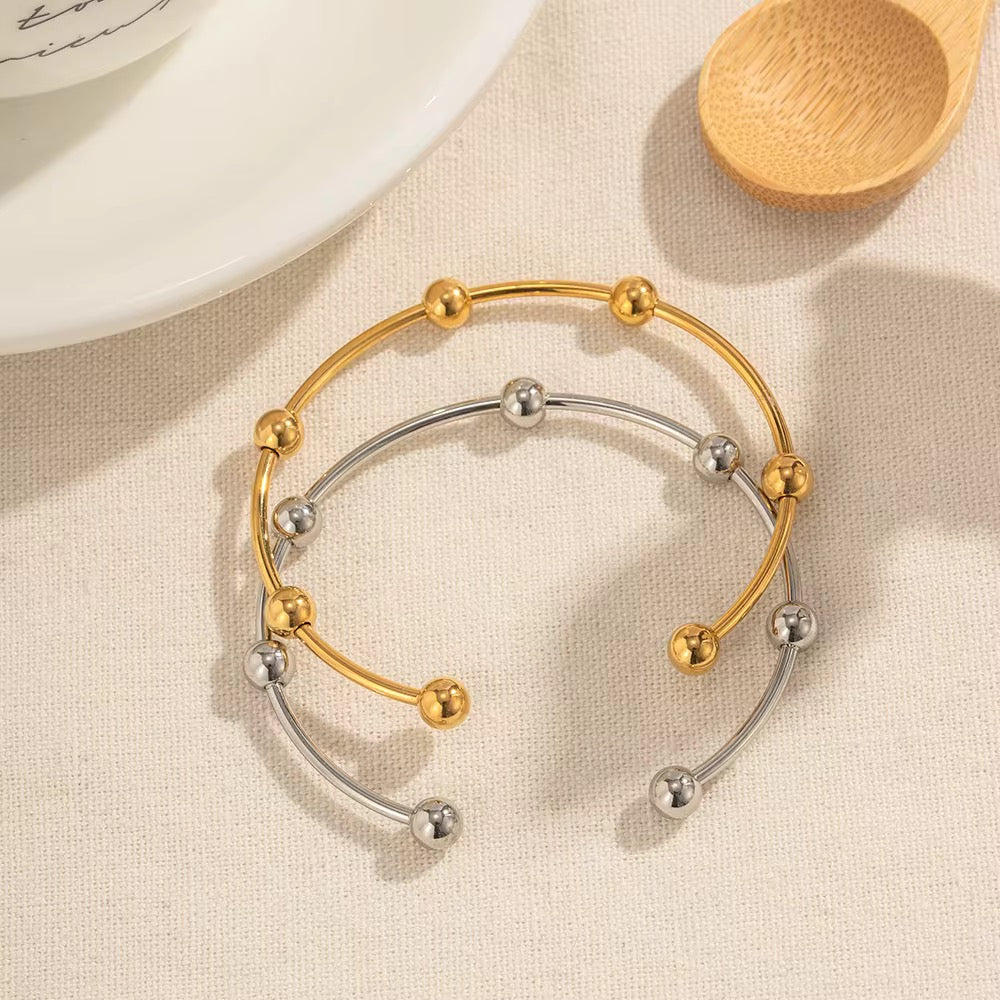 Gold Plated Stainless Steel Bracelet - Round Ball