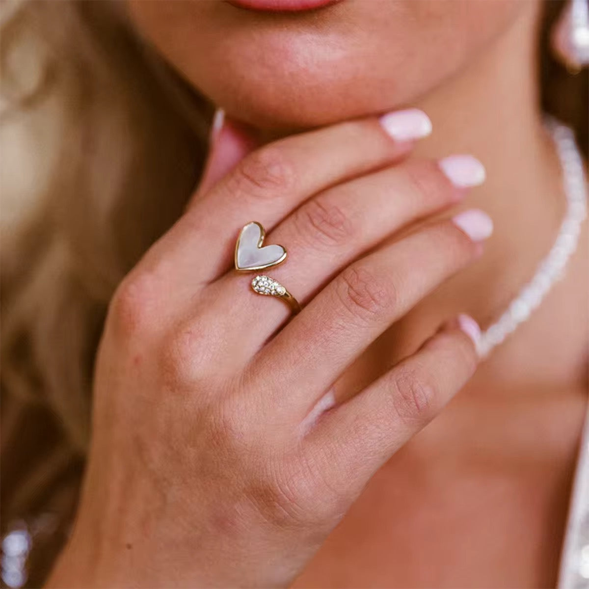 Gold Plated Stainless Steel Ring - Shell Heart