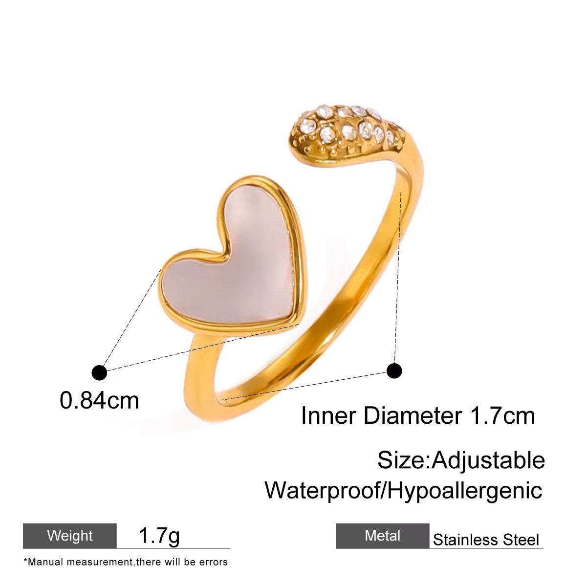 Gold Plated Stainless Steel Ring - Shell Heart