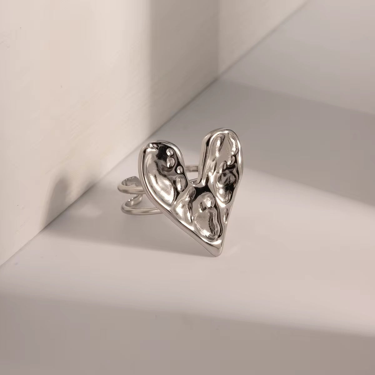 Gold Plated Stainless Steel Ring - Heart