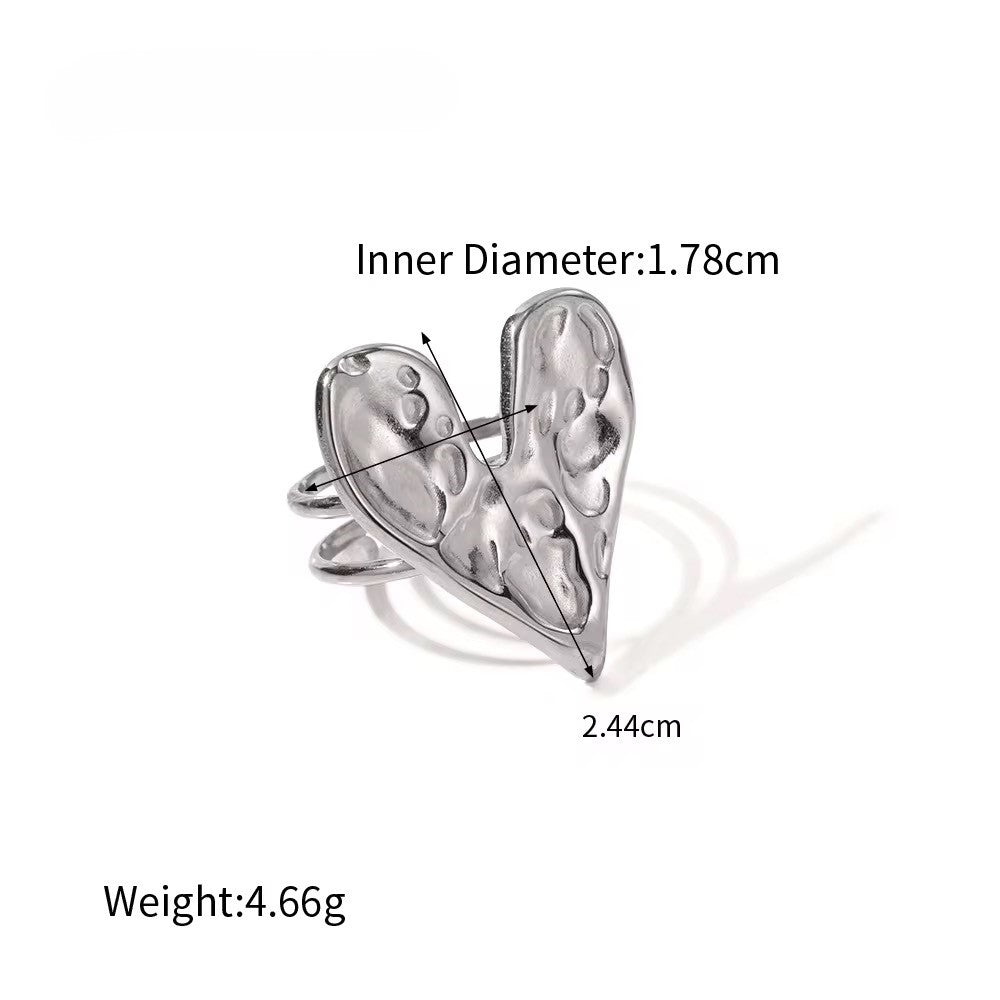 Gold Plated Stainless Steel Ring - Heart