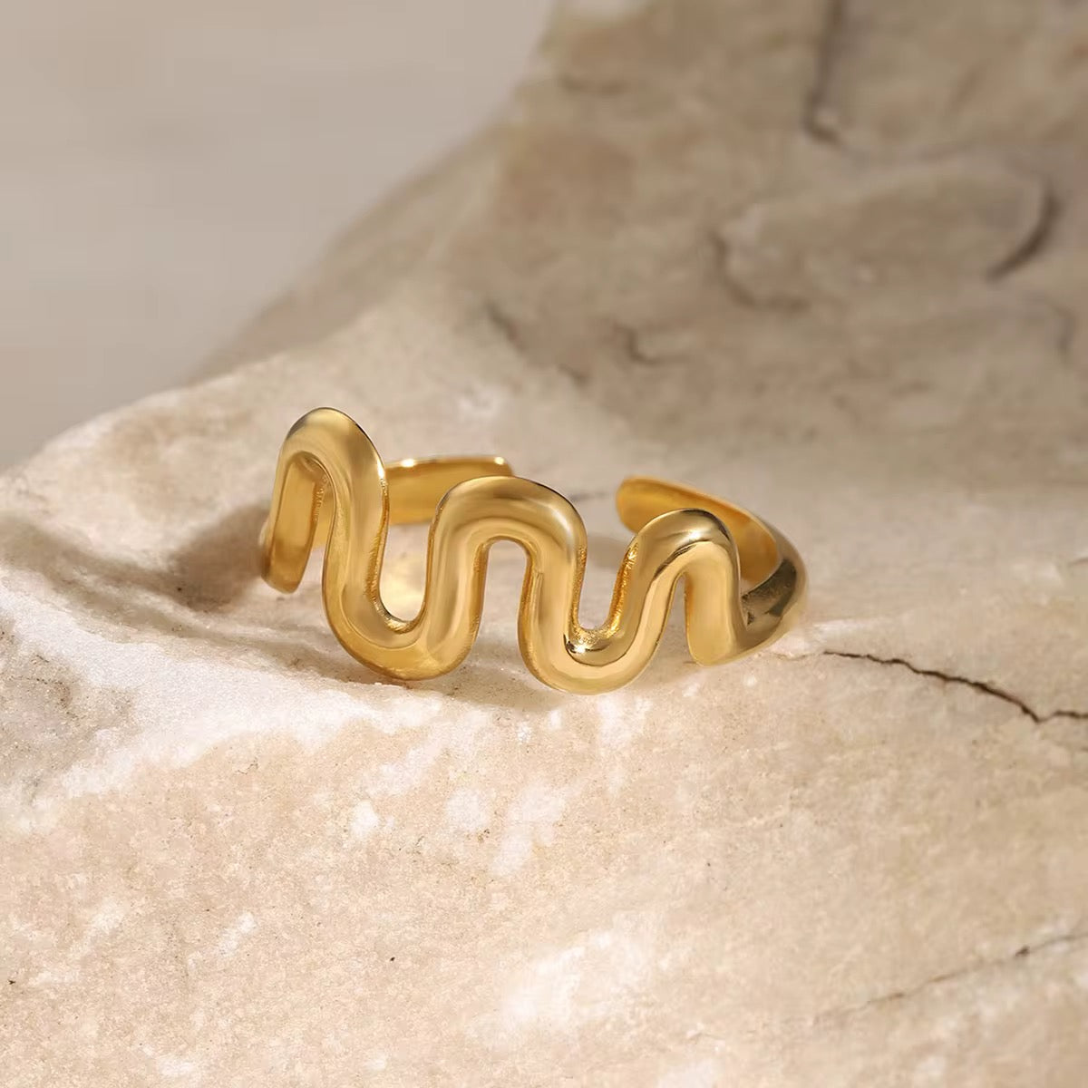 Gold Plated Stainless Steel Ring - Geometric