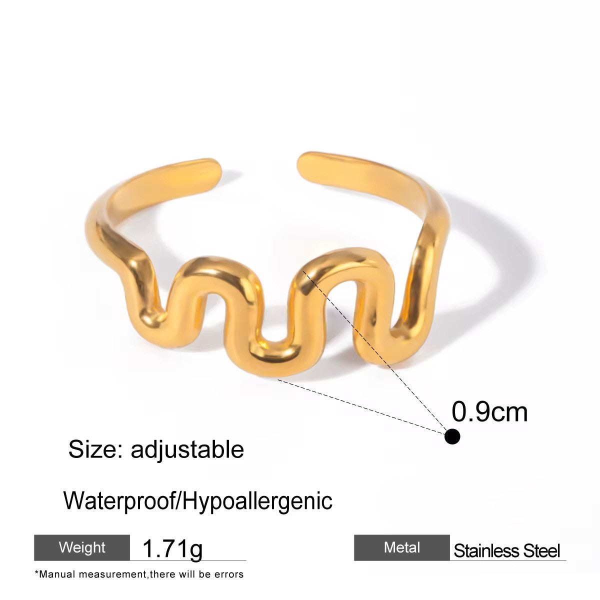 Gold Plated Stainless Steel Ring - Geometric