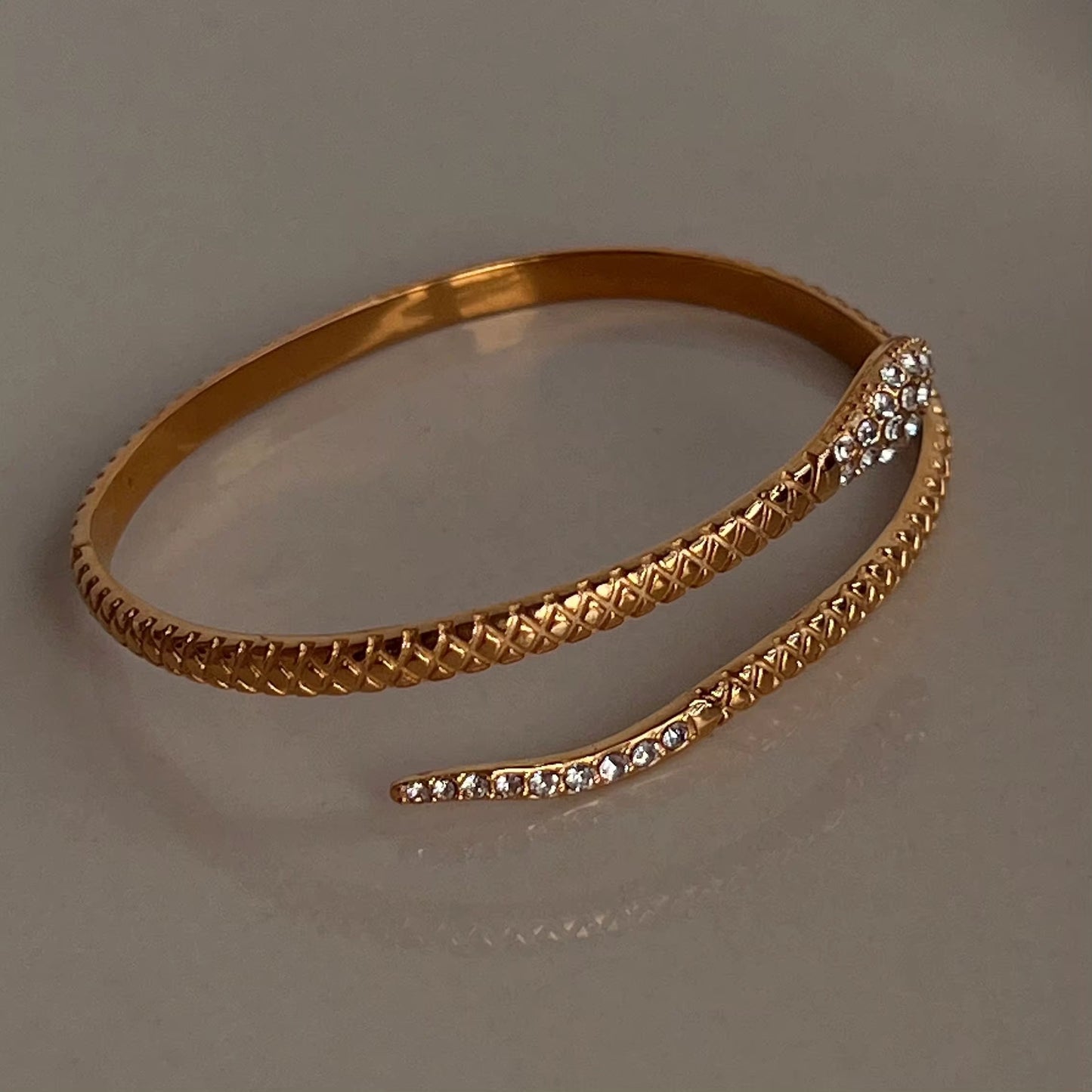 Gold Plated Stainless Steel Bracelet - Shiny Snake