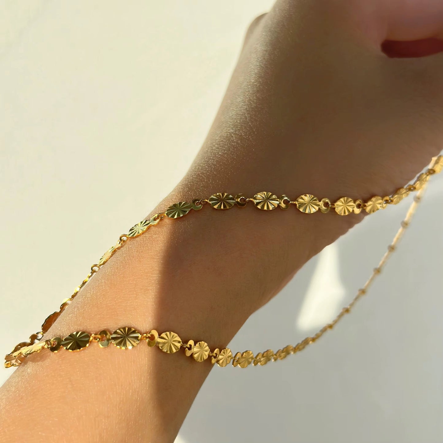 Gold Plated Stainless Steel Necklace - Embossed Palace