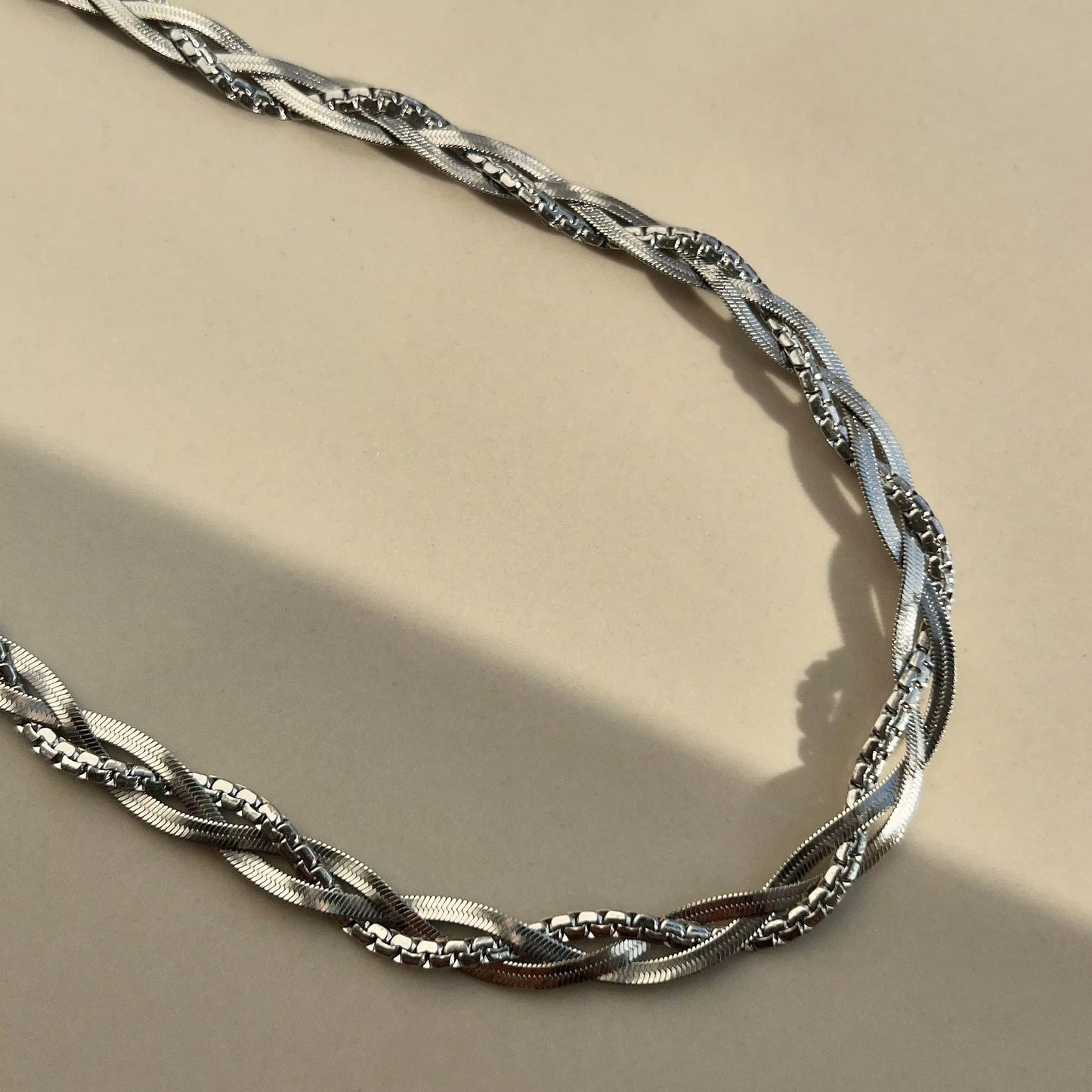 Silver Plated Stainless Steel Necklace - Bamboo