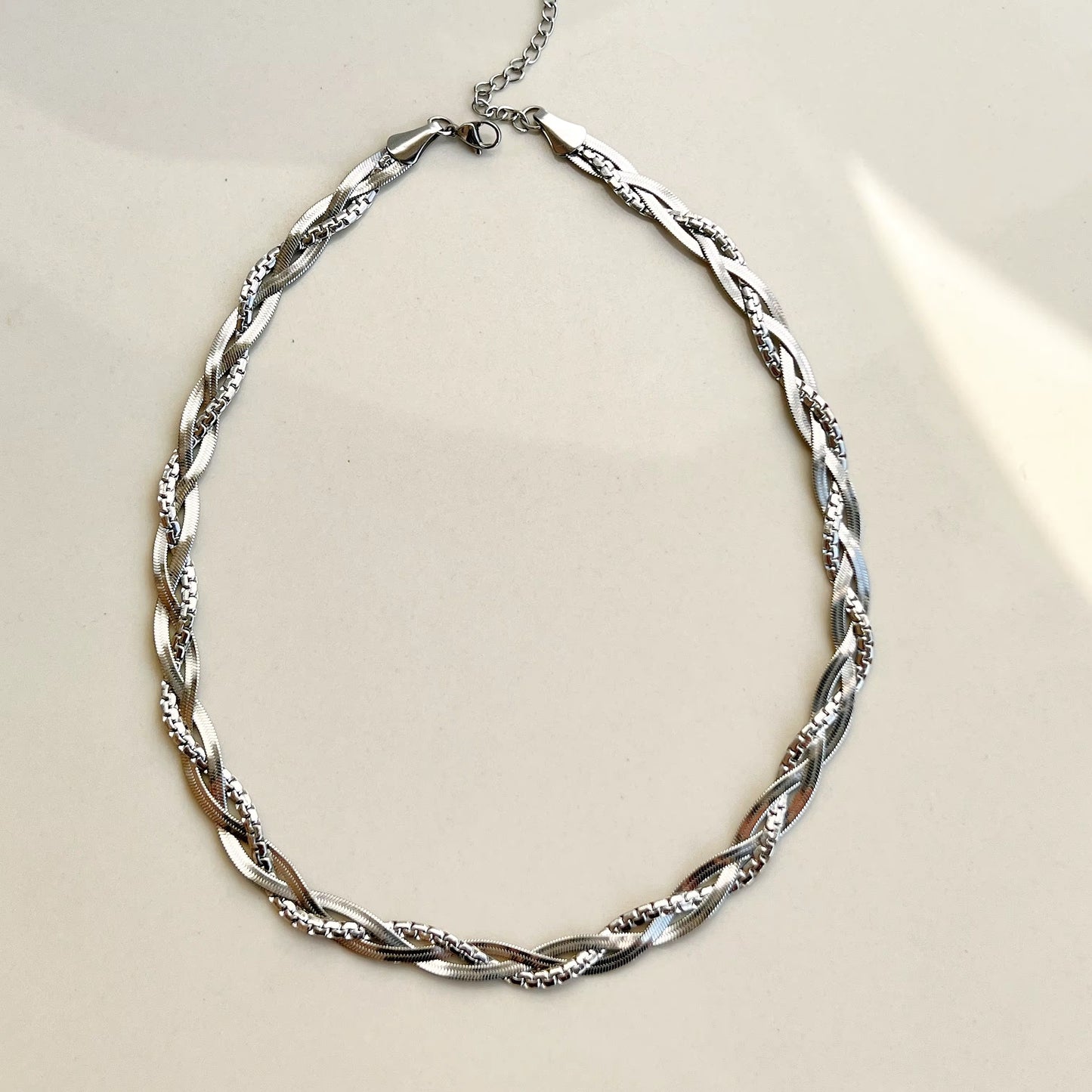 Silver Plated Stainless Steel Necklace - Bamboo