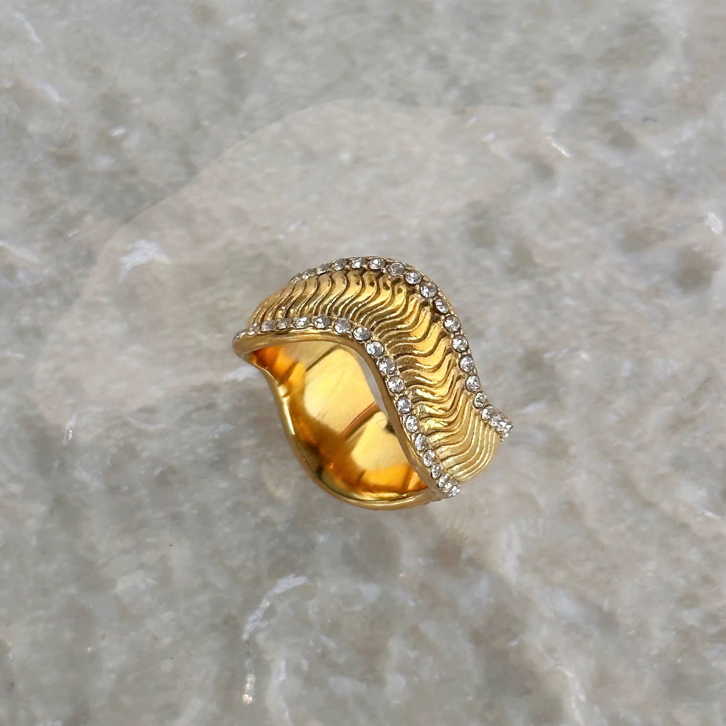 Gold Plated Stainless Steel Ring - Wavy Snake