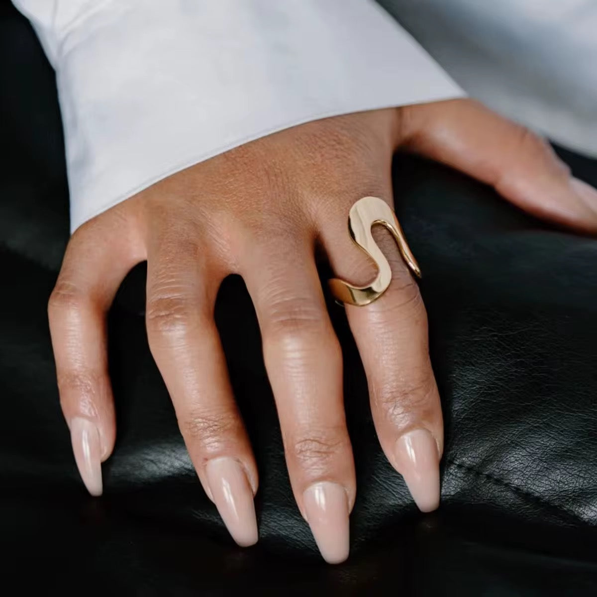 Stainless Steel Gold Plated Ring - Irregular