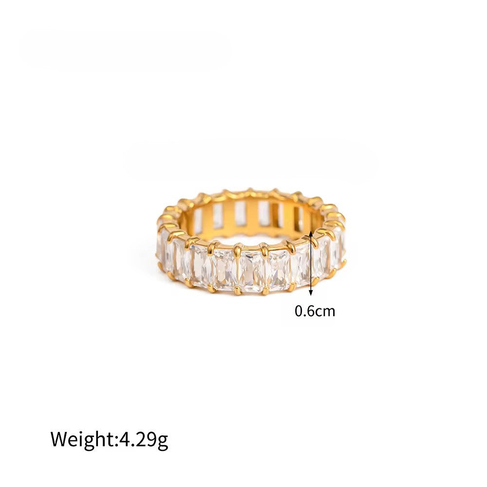 Stainless Steel Gold Plated Ring - Stacking Stone