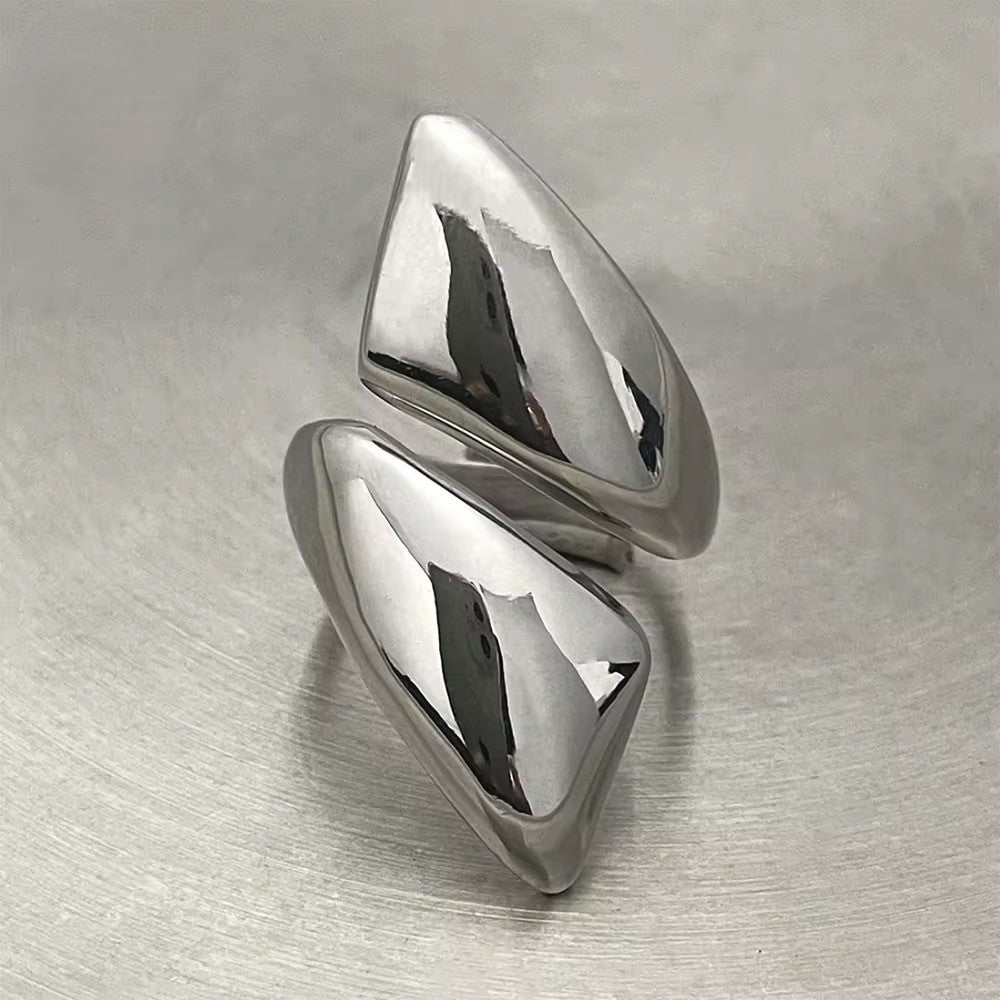 Silver Plated Stainless Steel Ring - Triangle