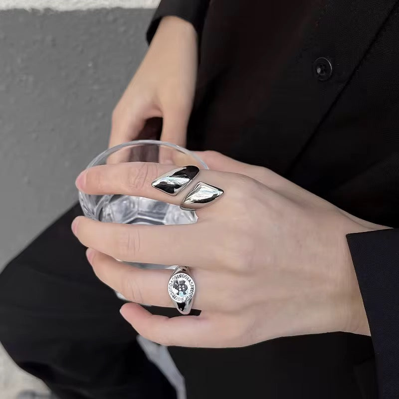 Silver Plated Stainless Steel Ring - Triangle