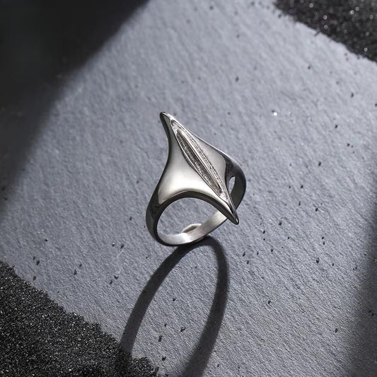 Silver Plated Stainless Steel Ring - Alien