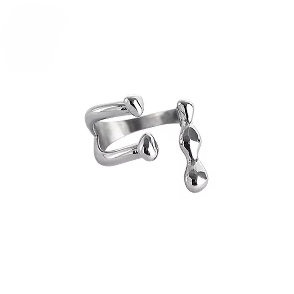 Silver Plated Stainless Steel Ring - Fluid