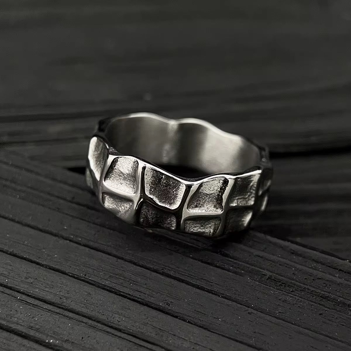 Silver Plated Stainless Steel Ring Unisex - Mottle