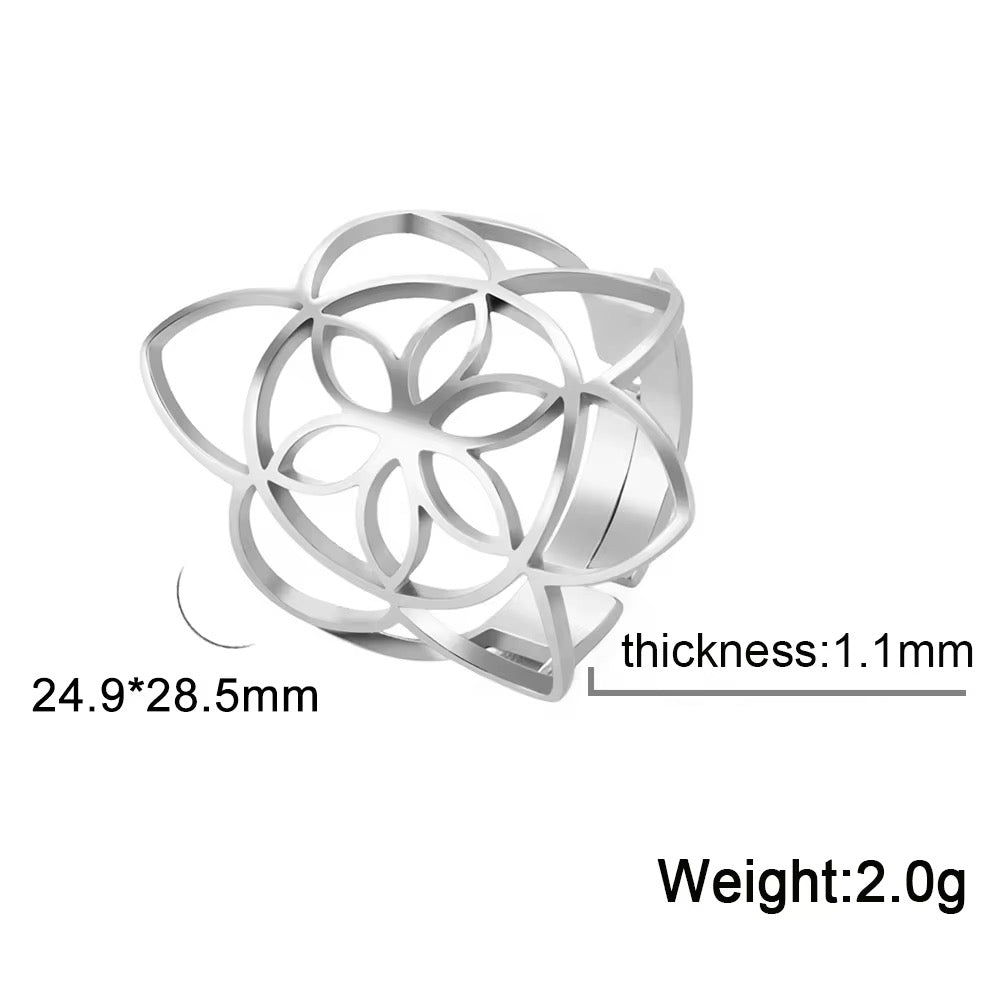 Gold Plated Stainless Steel Ring - Flower