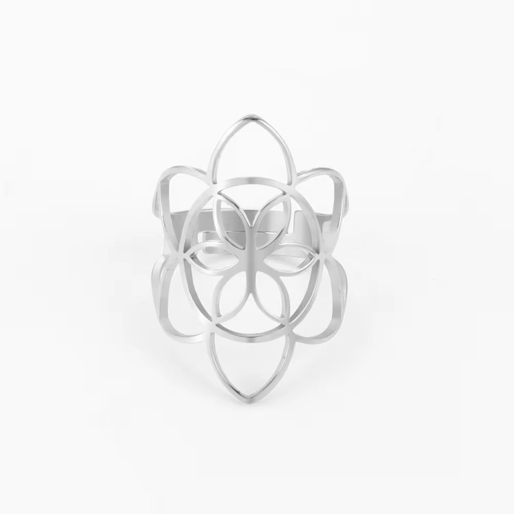 Gold Plated Stainless Steel Ring - Flower