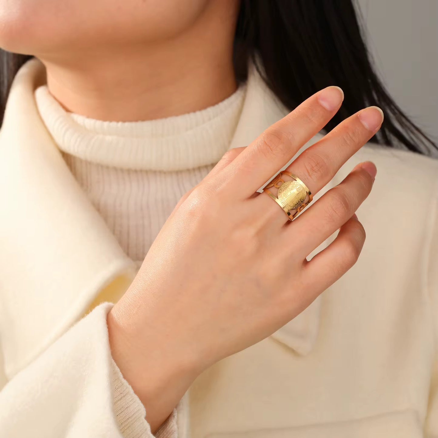 Gold Plated Stainless Steel Ring -  Saint