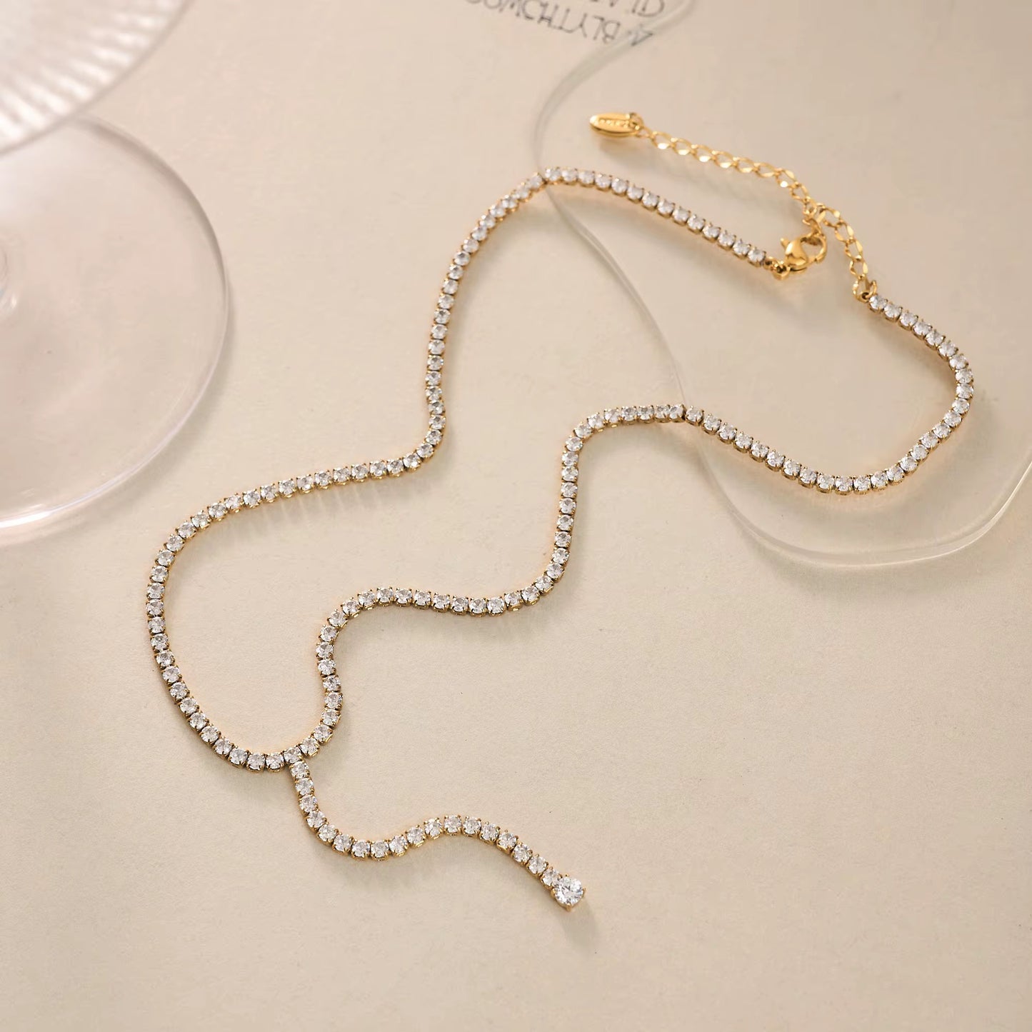 Gold Plated Stainless Steel Necklace - Y