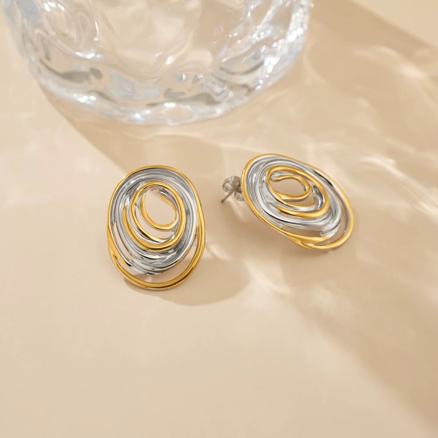 Gold Plated Stainless Steel Earrings - Vortex