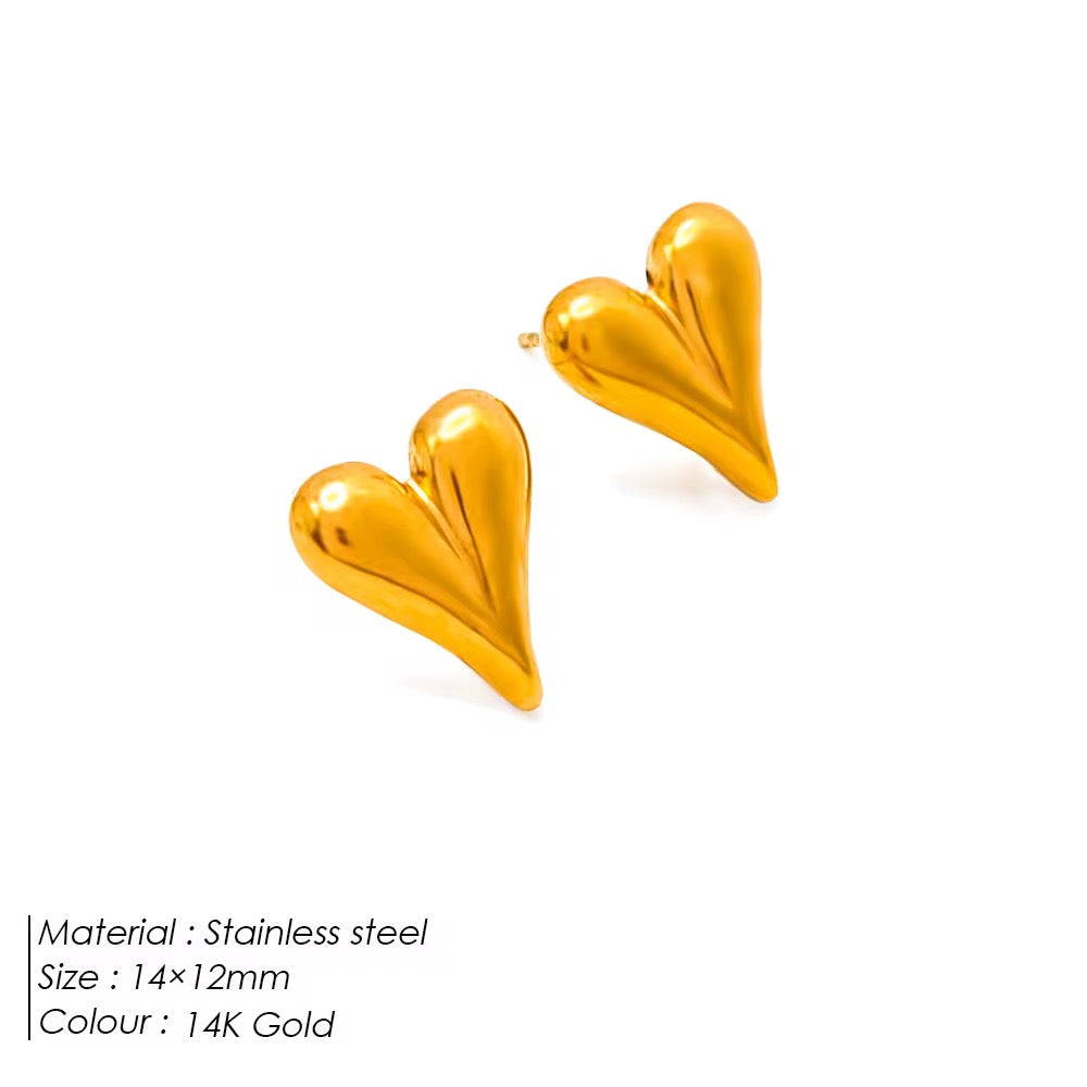 Gold Plated Stainless Steel Earrings - Heart